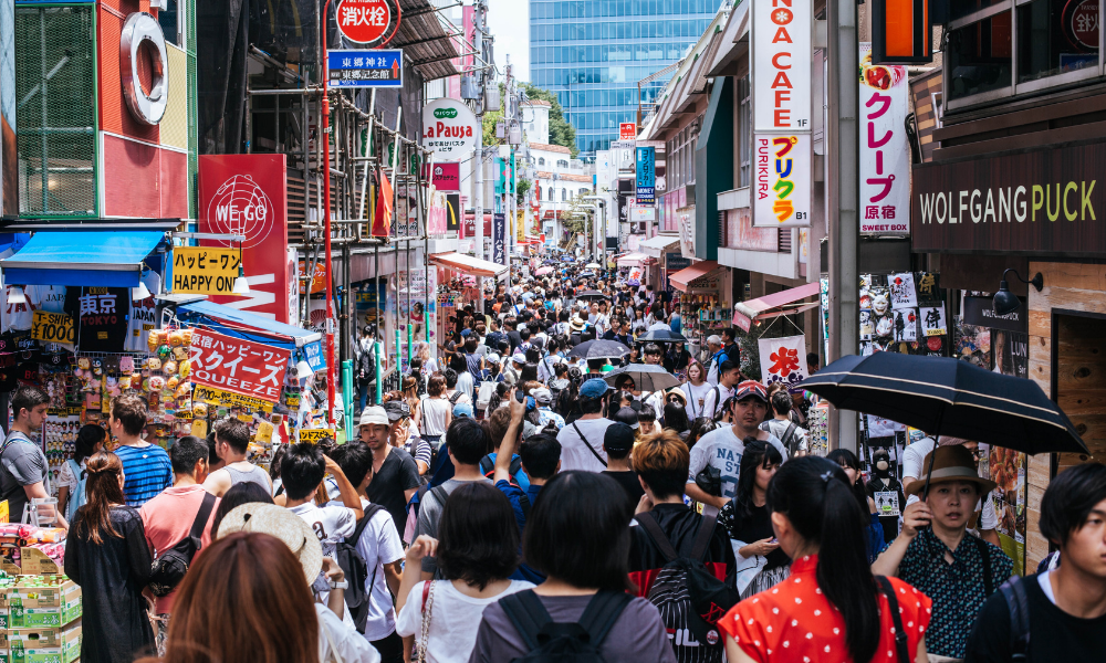 A crowded street in Asia