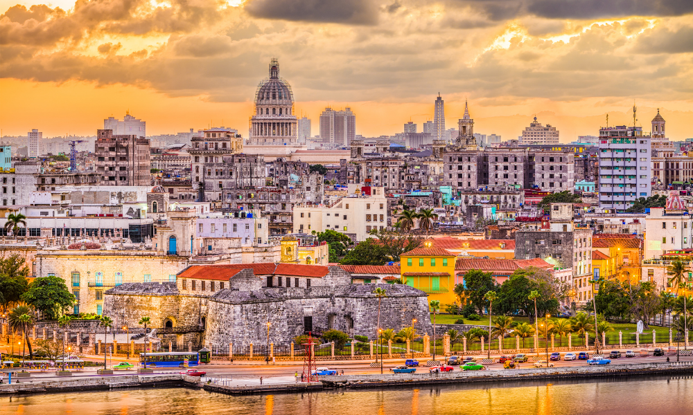 The cityscape of downtown Havana, Cuba.