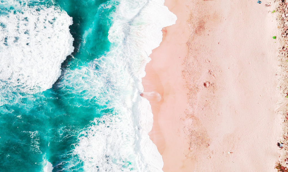 A bird's eye view of a beach